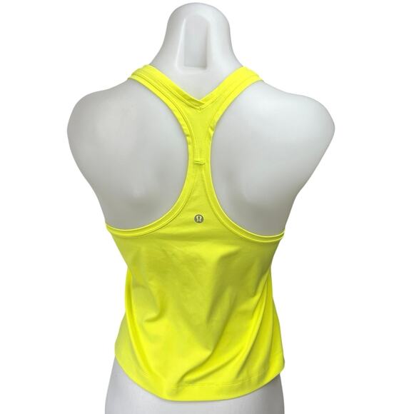 Lululemon Cool Racerback Yellow Sleeveless Activewear Athletic Crop Tank Top 4 - Picture 2 of 3